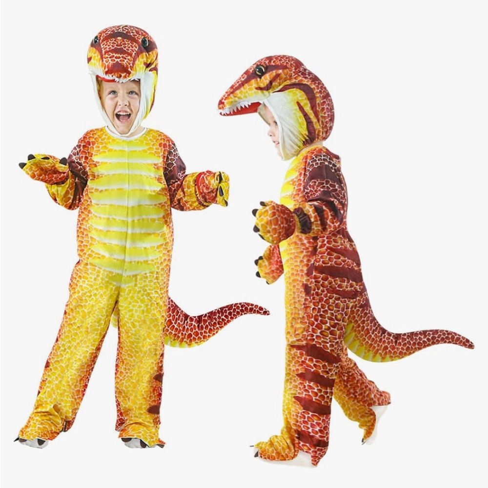 Kids Dinosaur Costume Yellow Trex Raptor size 5-7